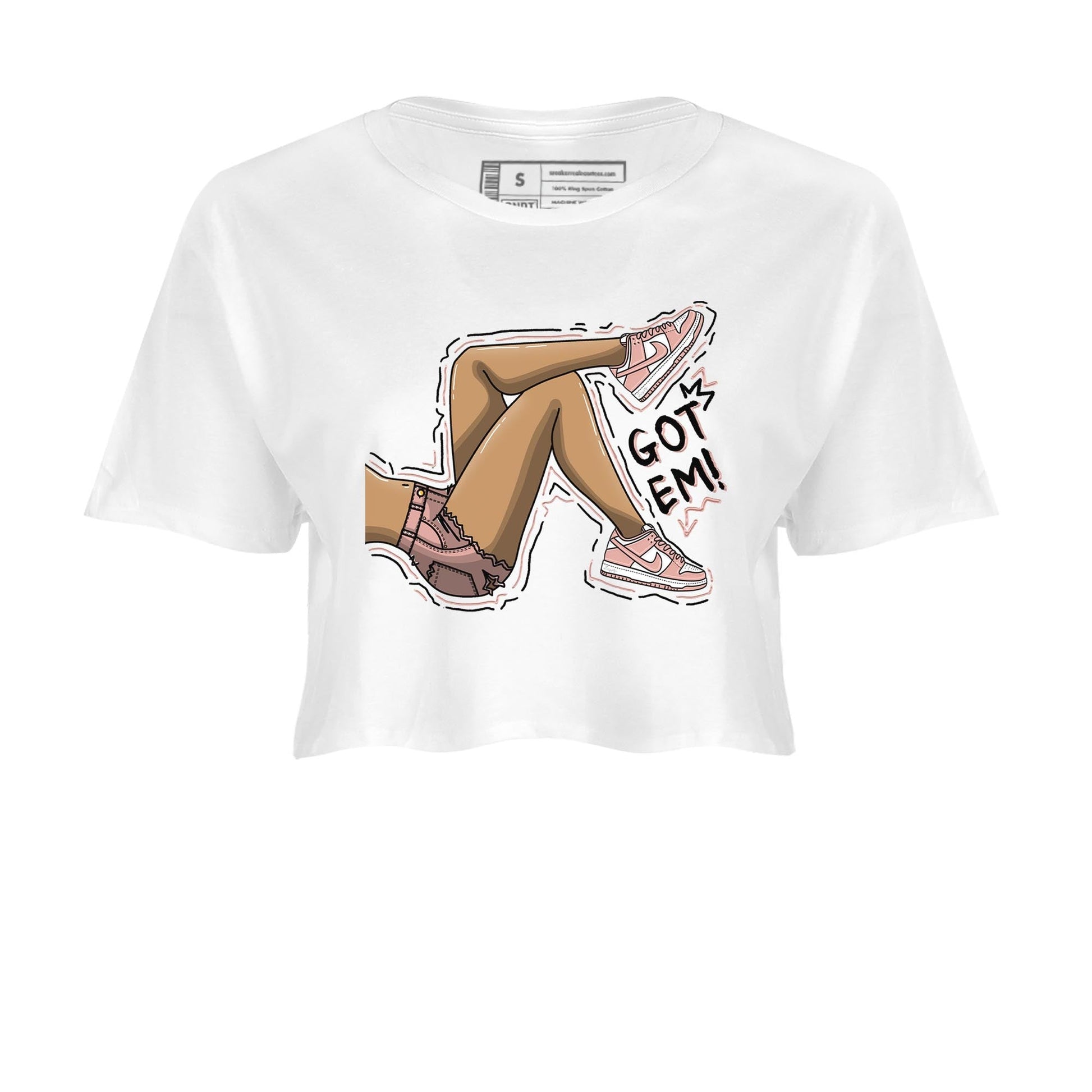 Nike Dunks Low Rose Whisper shirt to match jordans Got Em Legs sneaker tees Nike Dunk Rose Whisper SNRT Sneaker Release Tees White 2 Crop T-Shirt