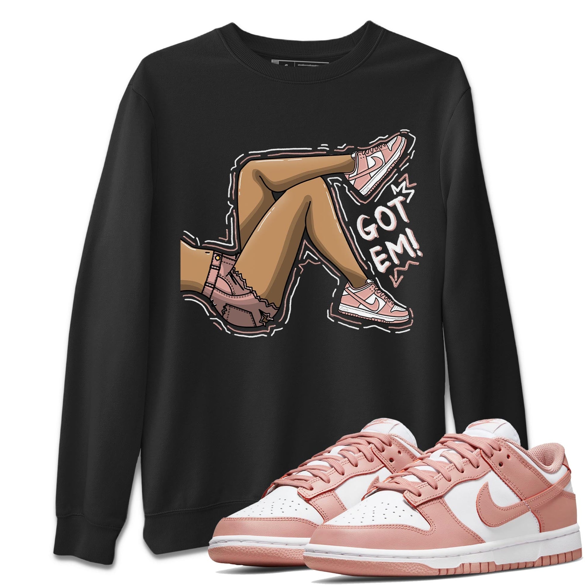 Nike Dunks Low Rose Whisper shirt to match jordans Got Em Legs sneaker tees Nike Dunk Rose Whisper SNRT Sneaker Release Tees Unisex Black 1 T-Shirt