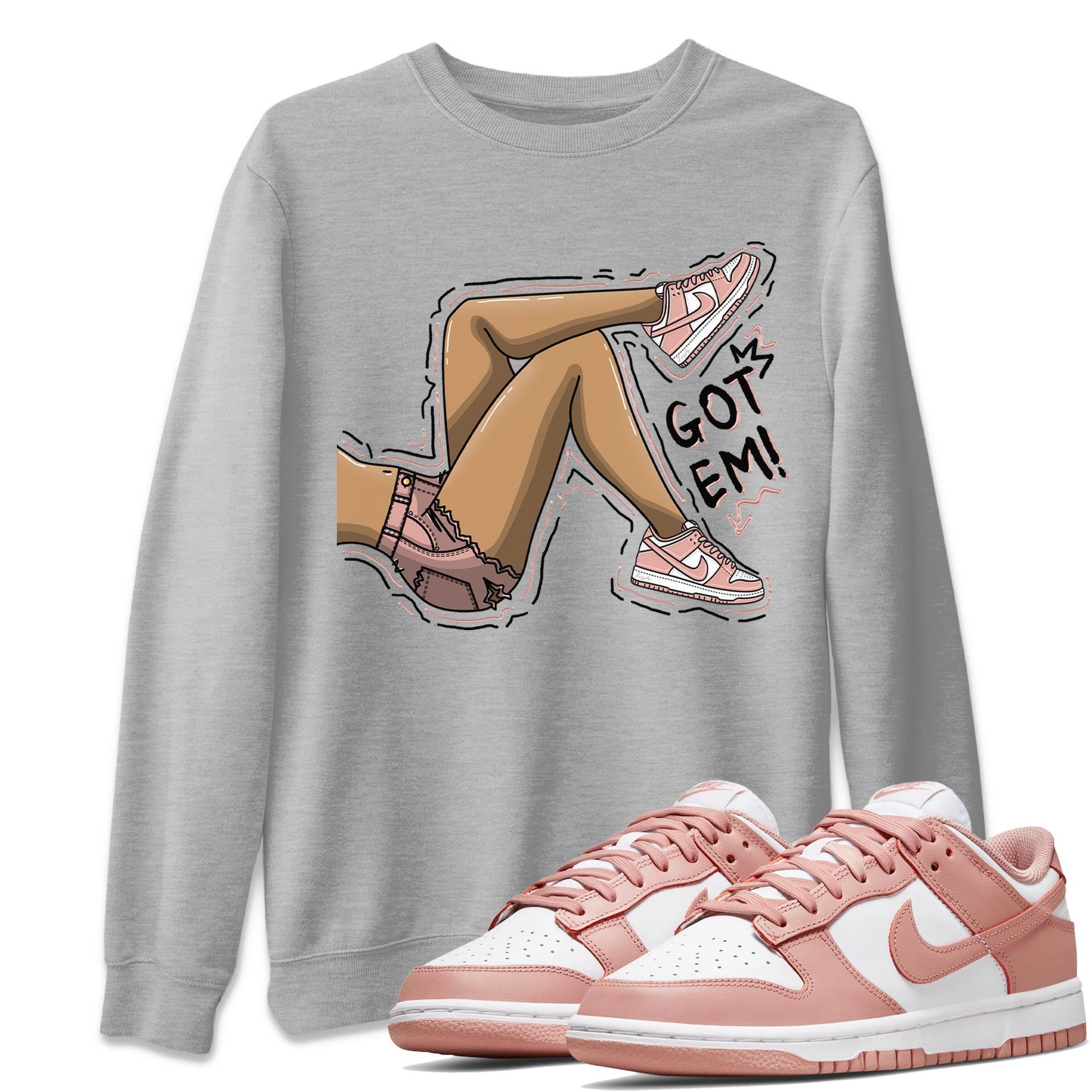 Nike Dunks Low Rose Whisper shirt to match jordans Got Em Legs sneaker tees Nike Dunk Rose Whisper SNRT Sneaker Release Tees Unisex Heather Grey 1 T-Shirt