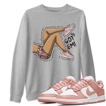 Nike Dunks Low Rose Whisper shirt to match jordans Got Em Legs sneaker tees Nike Dunk Rose Whisper SNRT Sneaker Release Tees Unisex Heather Grey 1 T-Shirt