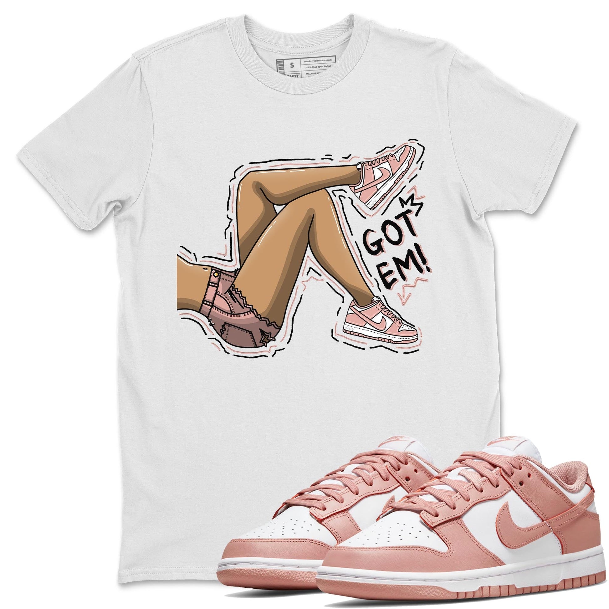 Nike Dunks Low Rose Whisper shirt to match jordans Got Em Legs sneaker tees Nike Dunk Rose Whisper SNRT Sneaker Release Tees Unisex White 1 T-Shirt