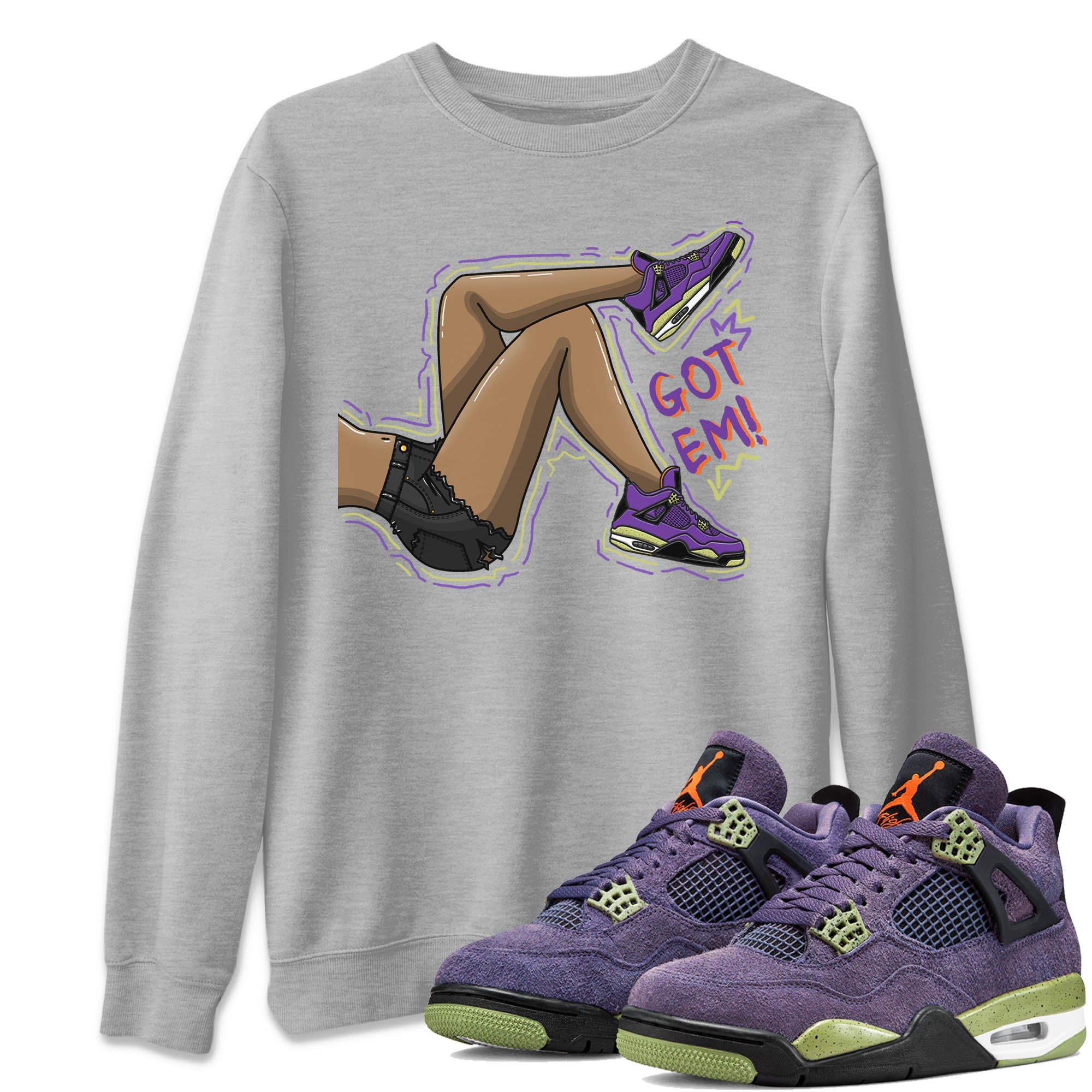 Jordan 4 Canyon Purple Sneaker Match Tees Got Em Legs Sneaker Tees Jordan 4 Canyon Purple Sneaker Release Tees Unisex Shirts