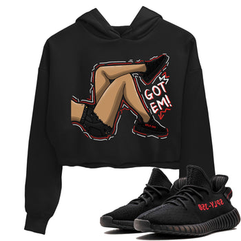 Yeezy 350 Bred shirt to match jordans Got Em Legs sneaker tees Yeezy Boost 350 V2 Bred SNRT Sneaker Release Tees Black 1 Crop T-Shirt