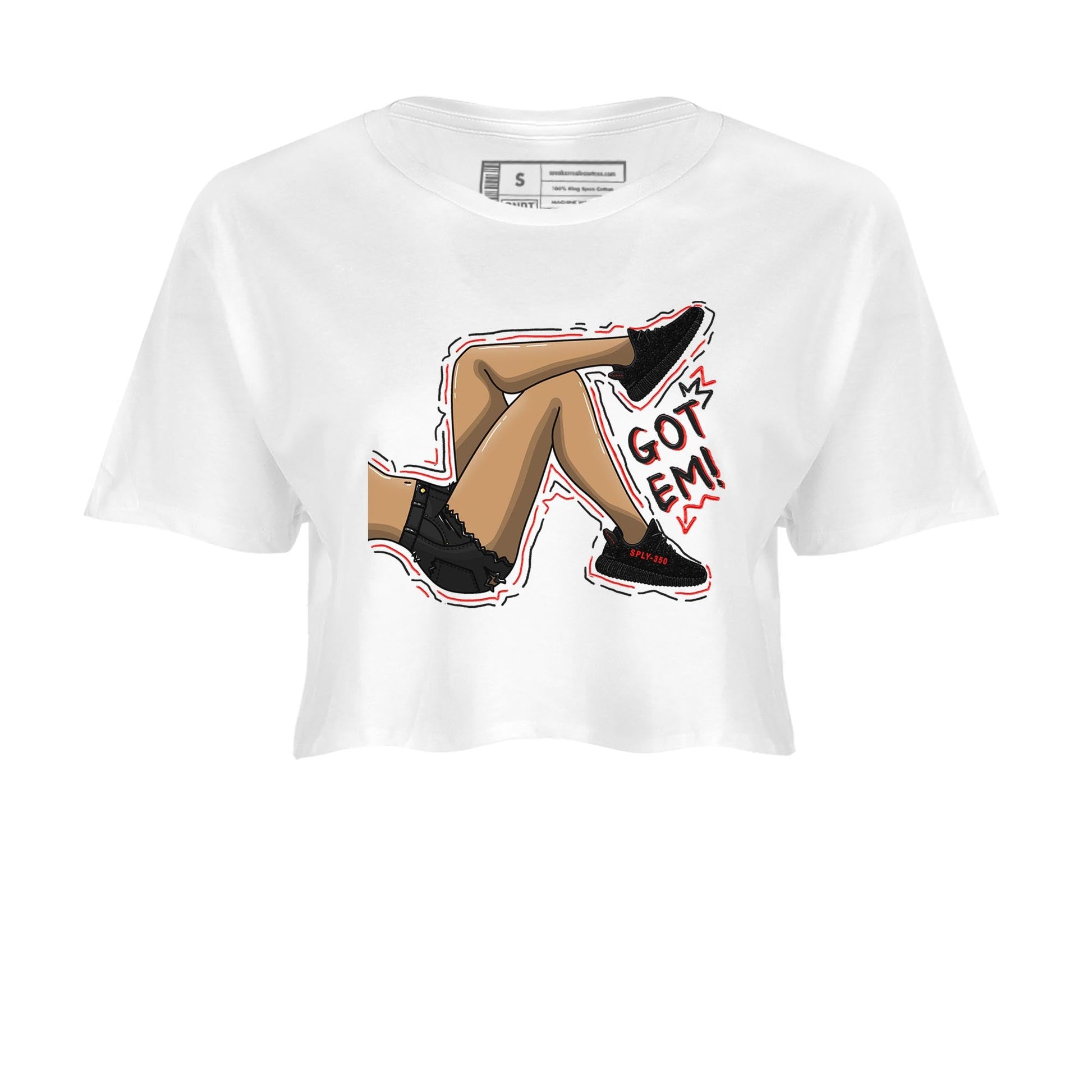 Yeezy 350 Bred shirt to match jordans Got Em Legs sneaker tees Yeezy Boost 350 V2 Bred SNRT Sneaker Release Tees White 2 Crop T-Shirt