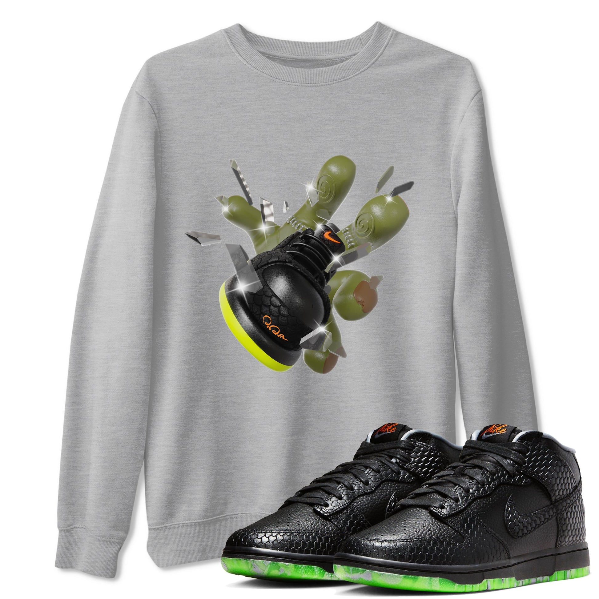 Dunk Mid Premium shirt to match jordans Got Em Zombie sneaker tees halloween horror nights Nike Dunk Halloween SNRT Sneaker Release Tees Unisex Heather Grey 1 T-Shirt