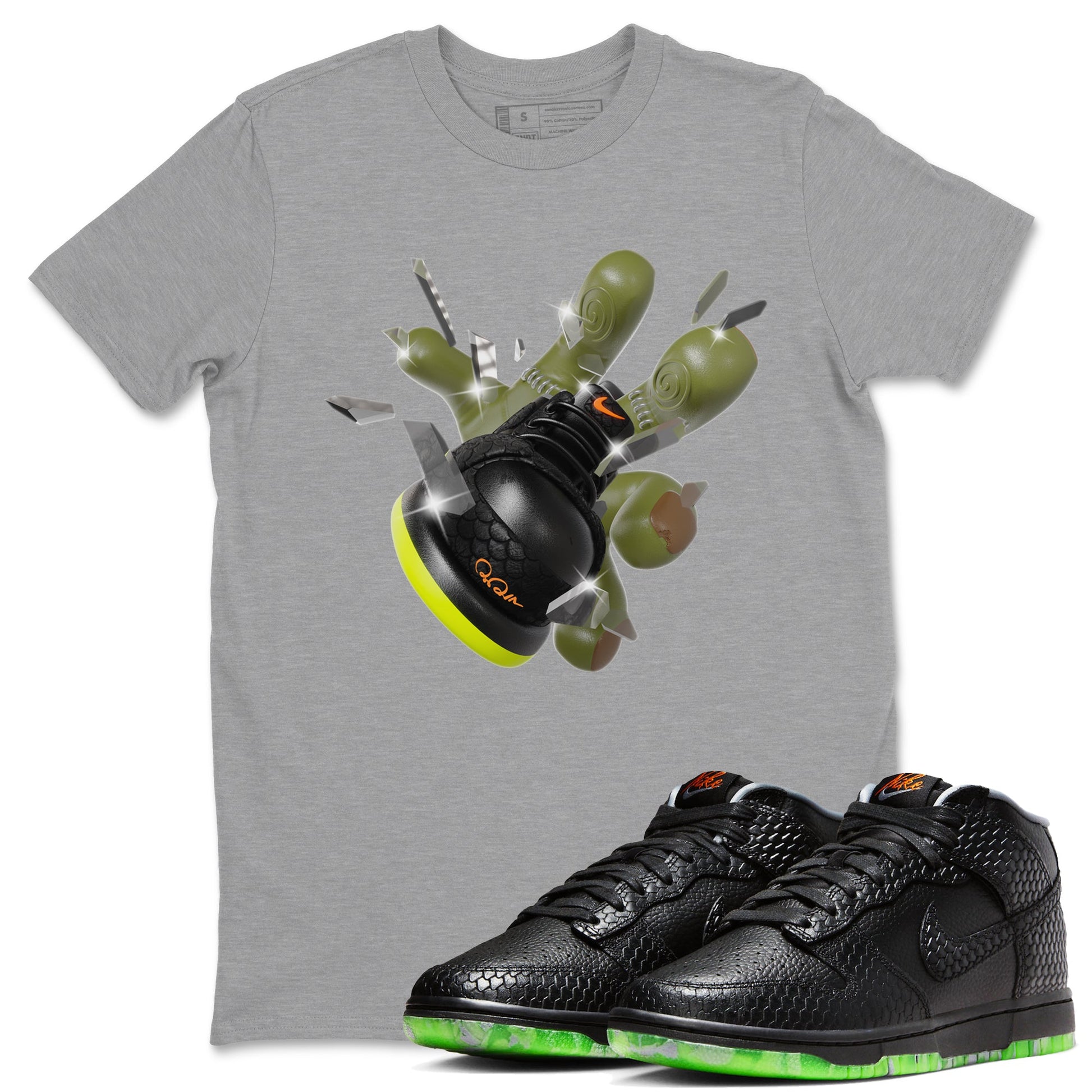 Dunk Mid Premium shirt to match jordans Got Em Zombie sneaker tees halloween horror nights Nike Dunk Halloween SNRT Sneaker Release Tees Unisex Heather Grey 1 T-Shirt