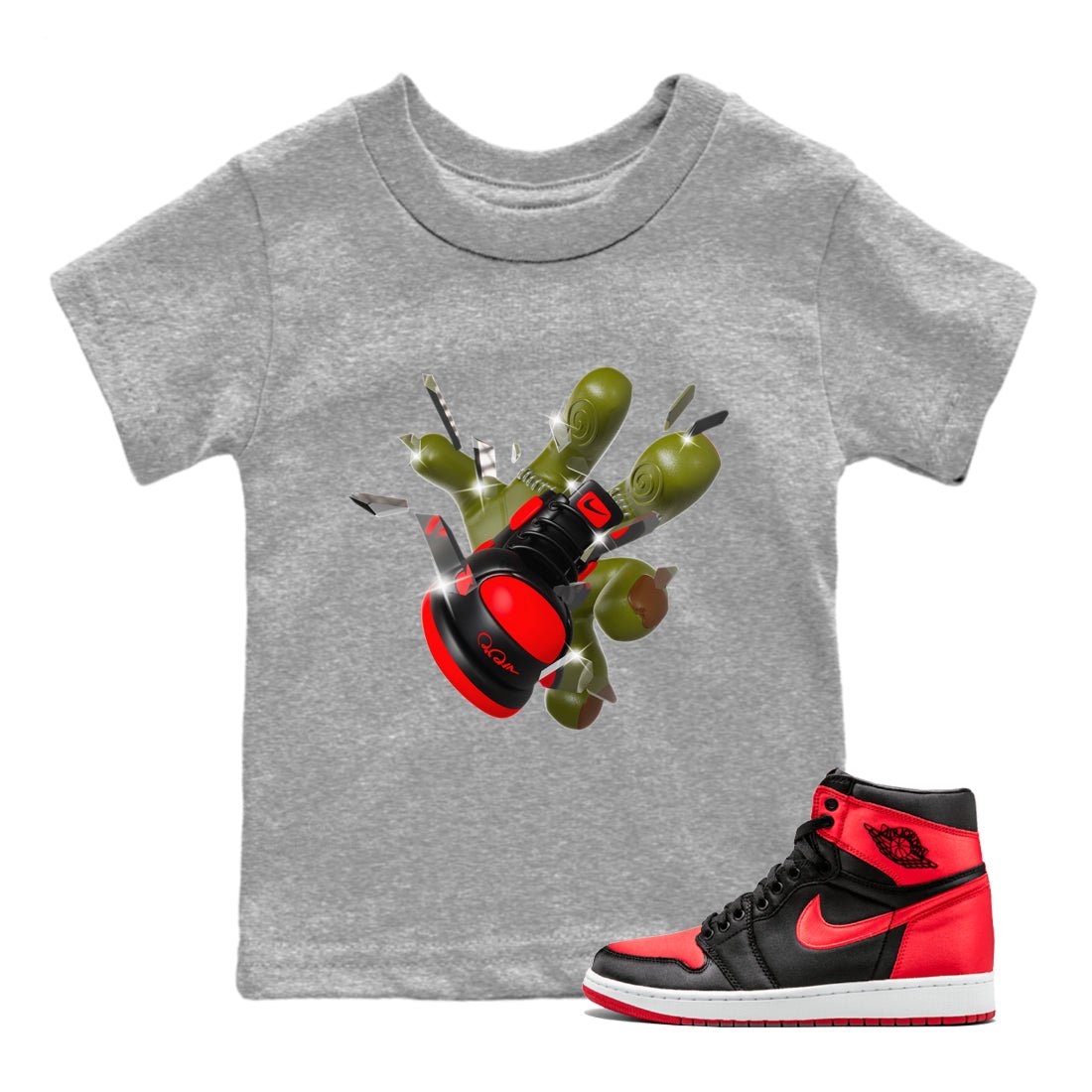 Air Jordan 1 Satin Bred shirt to match jordans Got Em Zombie Hand sneaker tees halloween dress AJ1 Satin Bred SNRT Sneaker Release Tees Baby Toddler Heather Grey 1 T-Shirt