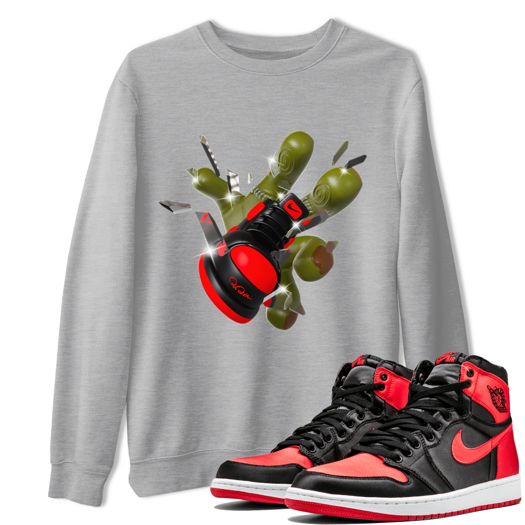 Air Jordan 1 Satin Bred shirt to match jordans Got Em Zombie Hand sneaker tees halloween dress AJ1 Satin Bred SNRT Sneaker Release Tees Unisex Heather Grey 1 T-Shirt