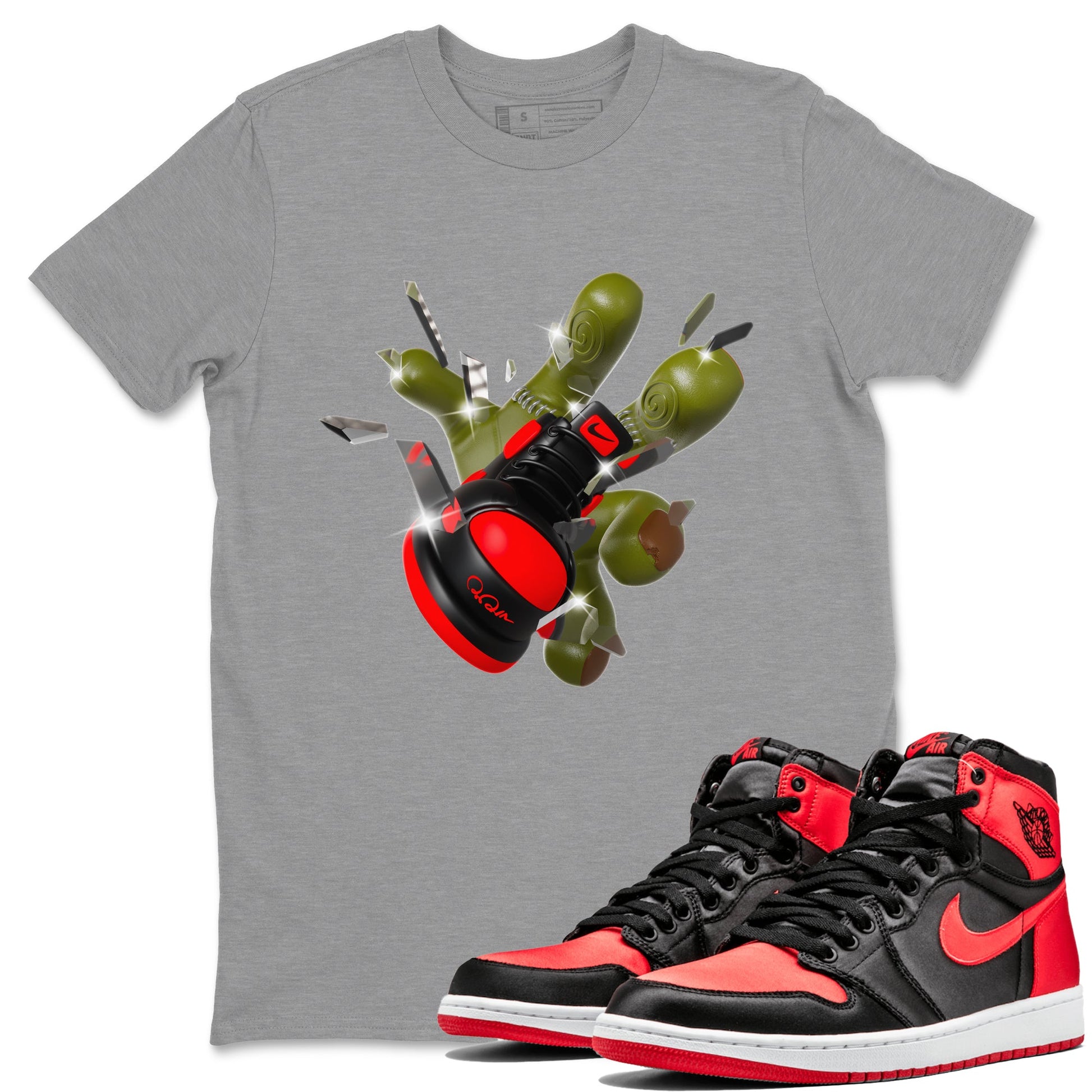 Air Jordan 1 Satin Bred shirt to match jordans Got Em Zombie Hand sneaker tees halloween dress AJ1 Satin Bred SNRT Sneaker Release Tees Unisex Heather Grey 1 T-Shirt