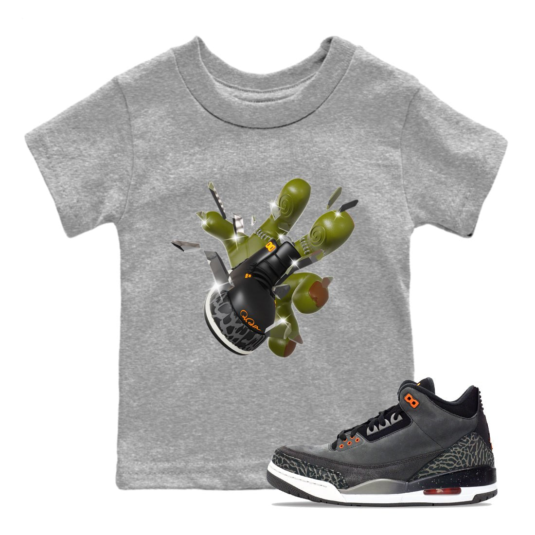 Air Jordan 3 Fear shirt to match jordans Got Em Zombie Hand sneaker tees halloween dress AJ3 Fear SNRT Sneaker Release Tees Baby Toddler Heather Grey 1 T-Shirt