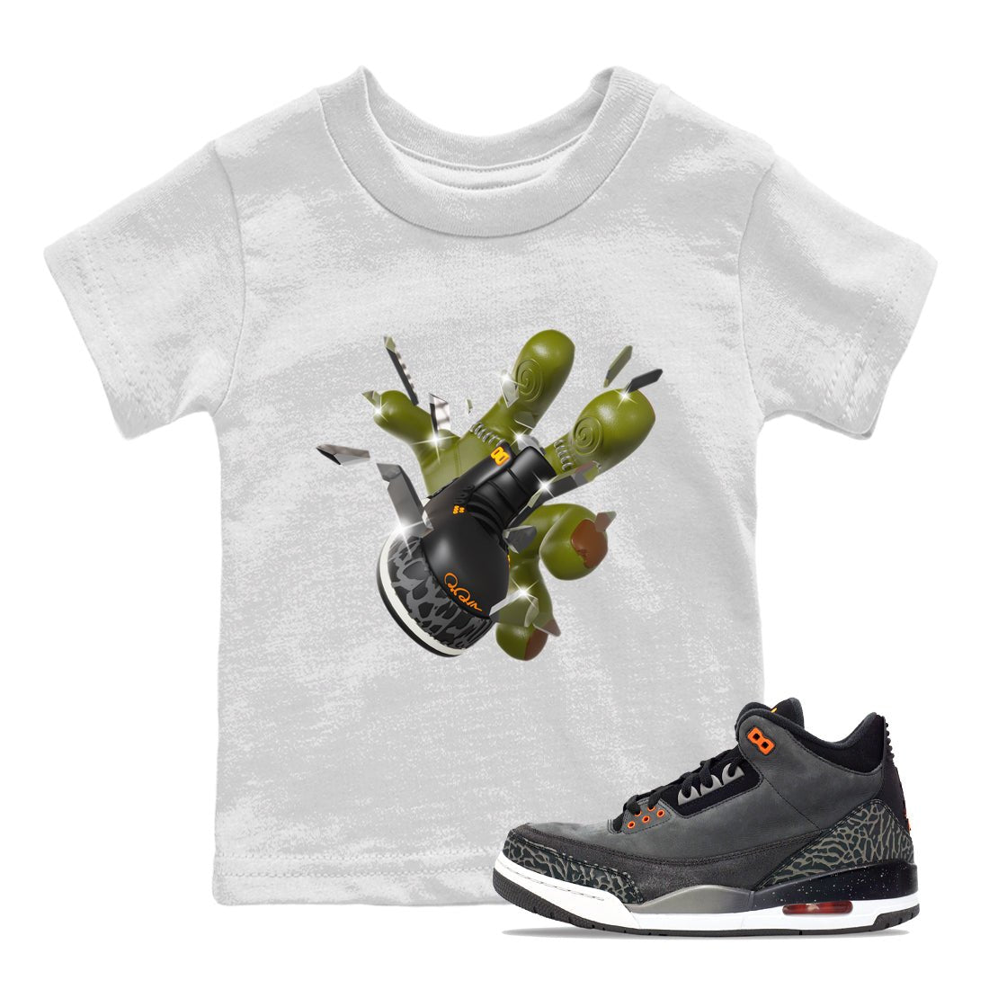 Air Jordan 3 Fear shirt to match jordans Got Em Zombie Hand sneaker tees halloween dress AJ3 Fear SNRT Sneaker Release Tees Baby Toddler White 1 T-Shirt
