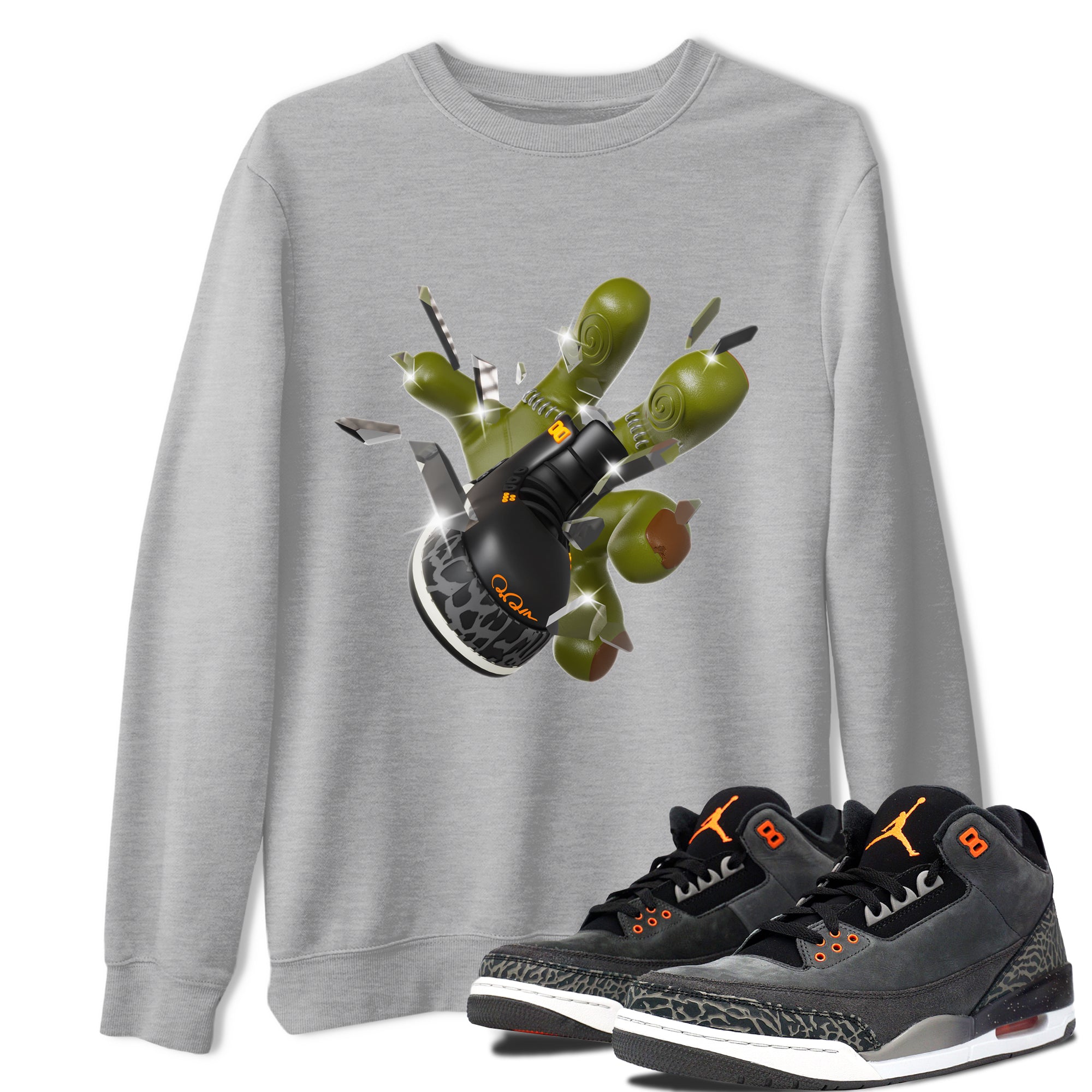 Air Jordan 3 Fear shirt to match jordans Got Em Zombie Hand sneaker tees halloween dress AJ3 Fear SNRT Sneaker Release Tees Unisex Heather Grey 1 T-Shirt