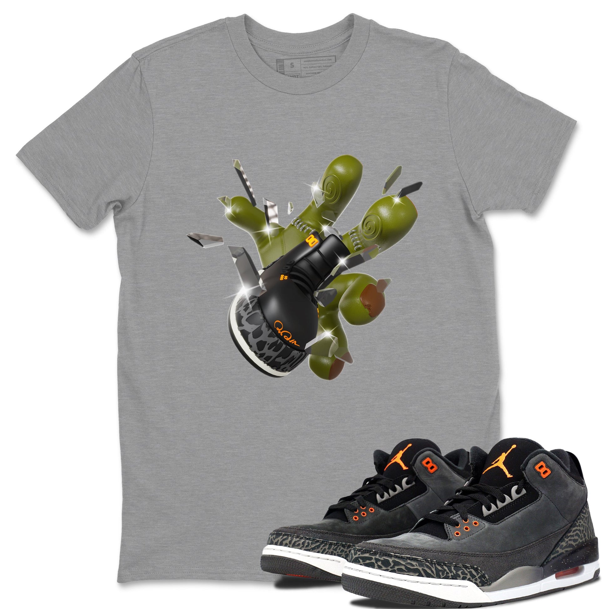Air Jordan 3 Fear shirt to match jordans Got Em Zombie Hand sneaker tees halloween dress AJ3 Fear SNRT Sneaker Release Tees Unisex Heather Grey 1 T-Shirt