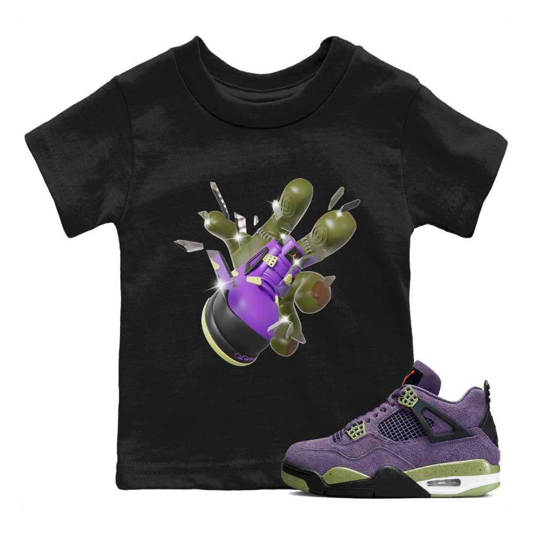 Air Jordan 4 Canyon Purple shirt to match jordans Got Em Zombie Hand sneaker tees halloween dress AJ4 Canyon Purple SNRT Sneaker Release Tees Baby Toddler Black 1 T-Shirt