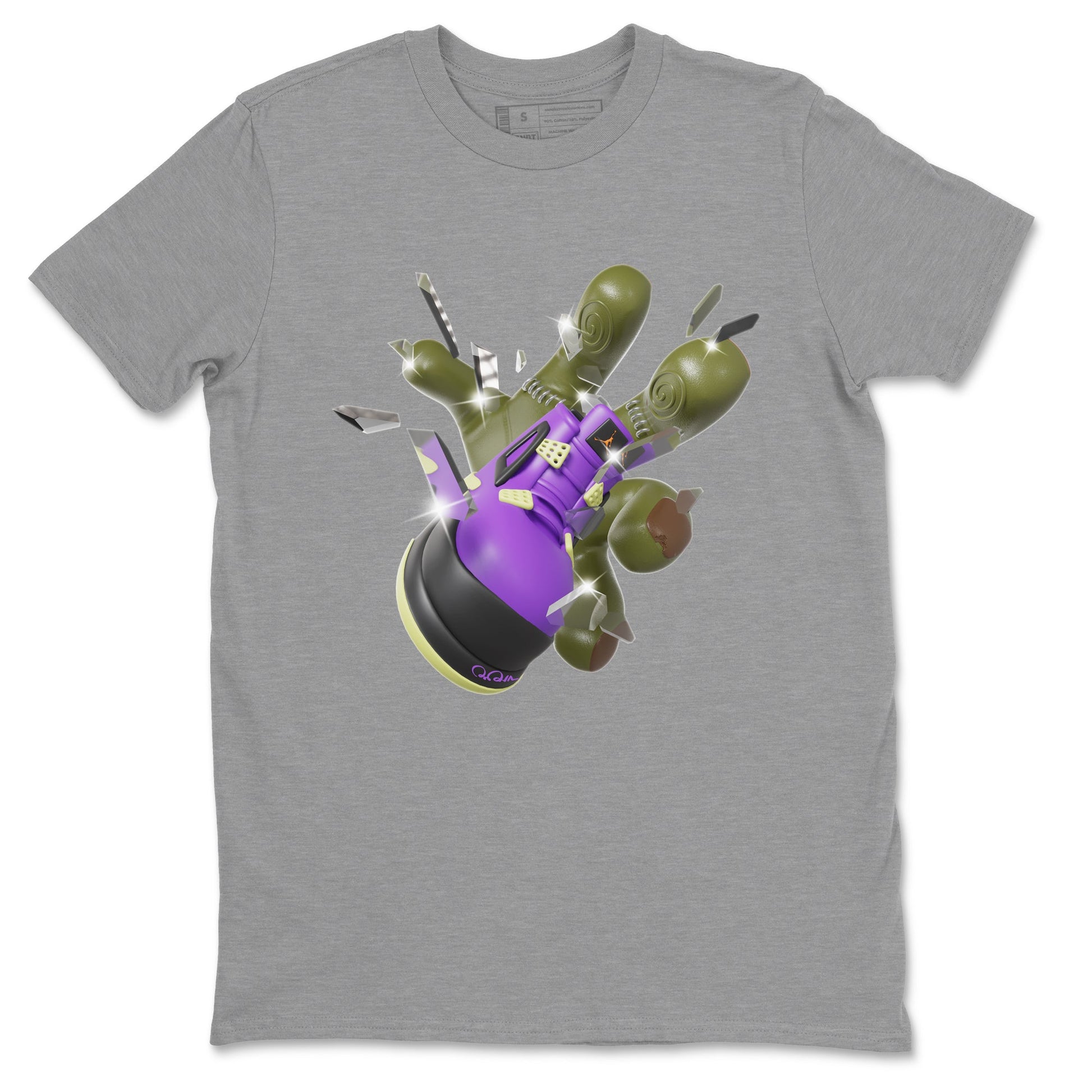 Air Jordan 4 Canyon Purple shirt to match jordans Got Em Zombie Hand sneaker tees halloween dress AJ4 Canyon Purple SNRT Sneaker Release Tees Unisex Heather Grey 2 T-Shirt