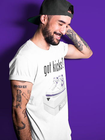 Jordan 1 WMNS Court Purple Sneaker Match Tees Got Kicks Sneaker Tees Jordan 1 WMNS Court Purple Sneaker Release Tees Unisex Shirts