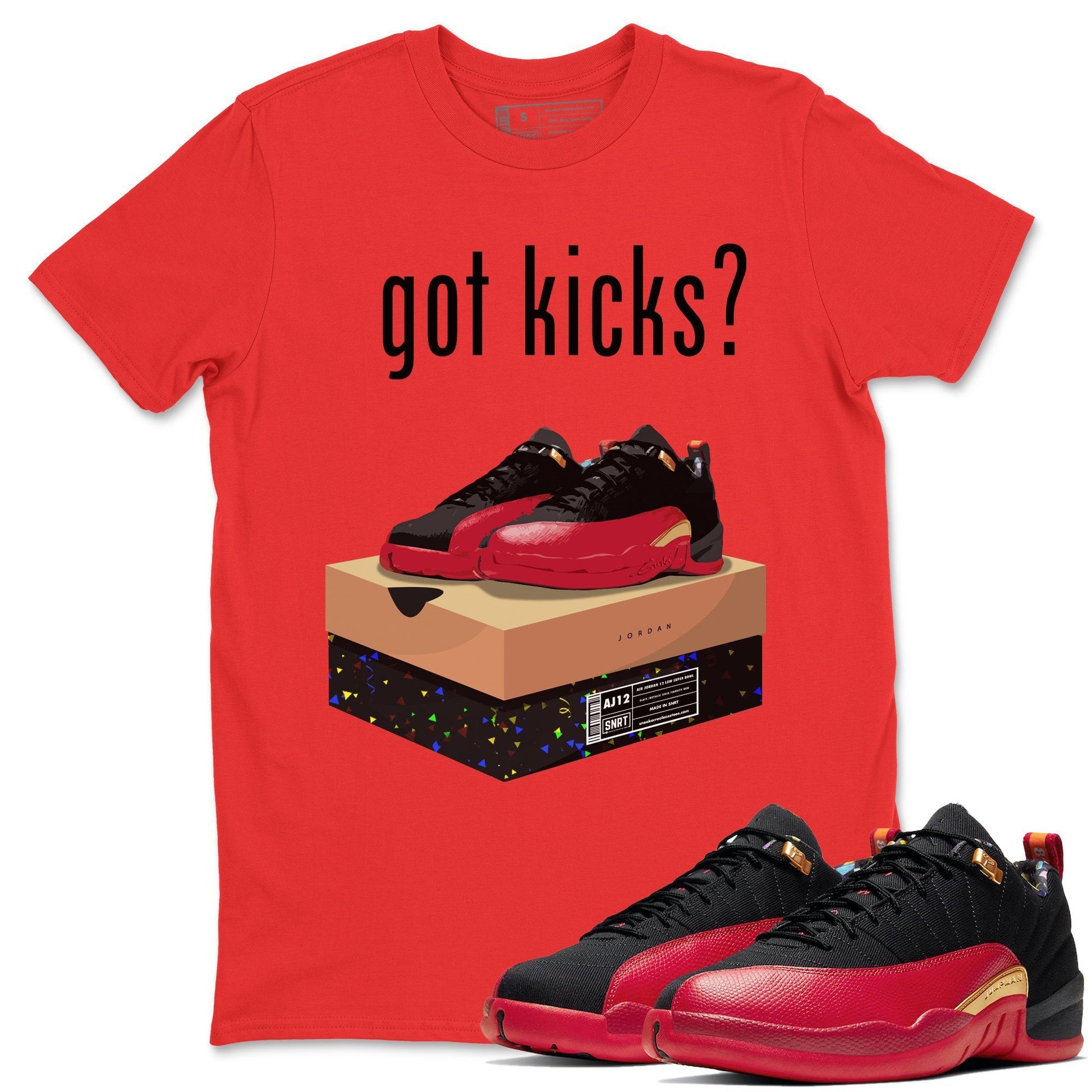 SNRT Sneaker Tee Jordan 12 Super Bowl | New Kicks Women's Shirts | SNRT Sneaker Tees Crop Hoodie / Black / L