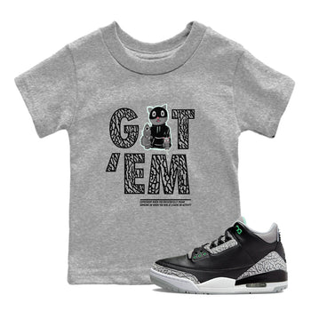 3s Green Glow shirt to match jordans Got'em Cat sneaker tees Air Jordan 3 Green Glow SNRT sneaker release tees baby toddler Heather Grey 1 cotton Shirt