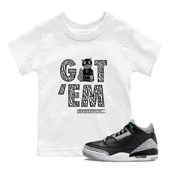 3s Green Glow shirt to match jordans Got'em Cat sneaker tees Air Jordan 3 Green Glow SNRT sneaker release tees baby toddler White 1 cotton Shirt