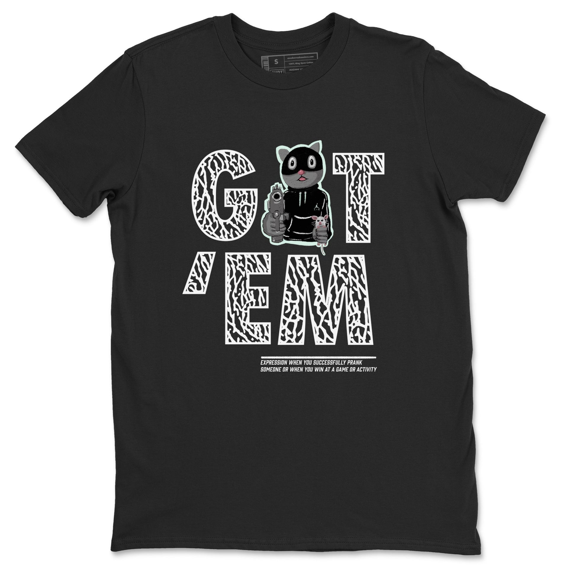3s Green Glow shirt to match jordans Got'em Cat sneaker tees Air Jordan 3 Green Glow SNRT Sneaker Release Tees unisex cotton Black 2 crew neck shirt