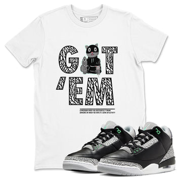 3s Green Glow shirt to match jordans Got'em Cat sneaker tees Air Jordan 3 Green Glow SNRT Sneaker Release Tees unisex cotton White 1 crew neck shirt