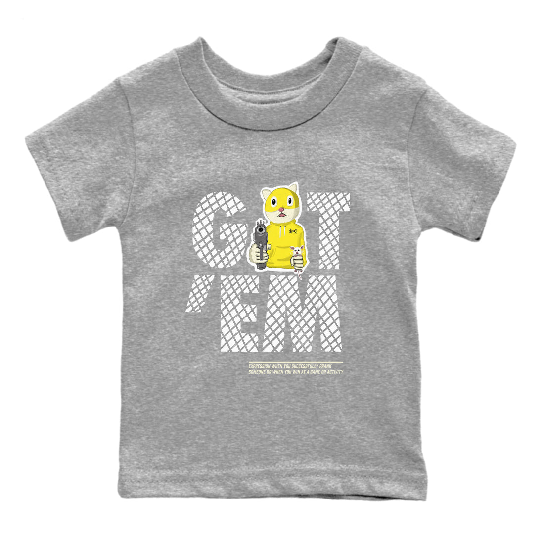 4s Vivid Sulfur shirt to match jordans Got'em Cat sneaker tees Air Jordan 4 Retro Vivid Sulfur SNRT sneaker release tees baby toddler Heather Grey 2 cotton Shirt