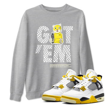 4s Vivid Sulfur shirt to match jordans Got'em Cat sneaker tees Air Jordan 4 Retro Vivid Sulfur SNRT Sneaker Release Tees unisex cotton Heather Grey 1 crew neck shirt