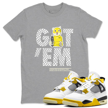 4s Vivid Sulfur shirt to match jordans Got'em Cat sneaker tees Air Jordan 4 Retro Vivid Sulfur SNRT Sneaker Release Tees unisex cotton Heather Grey 1 crew neck shirt