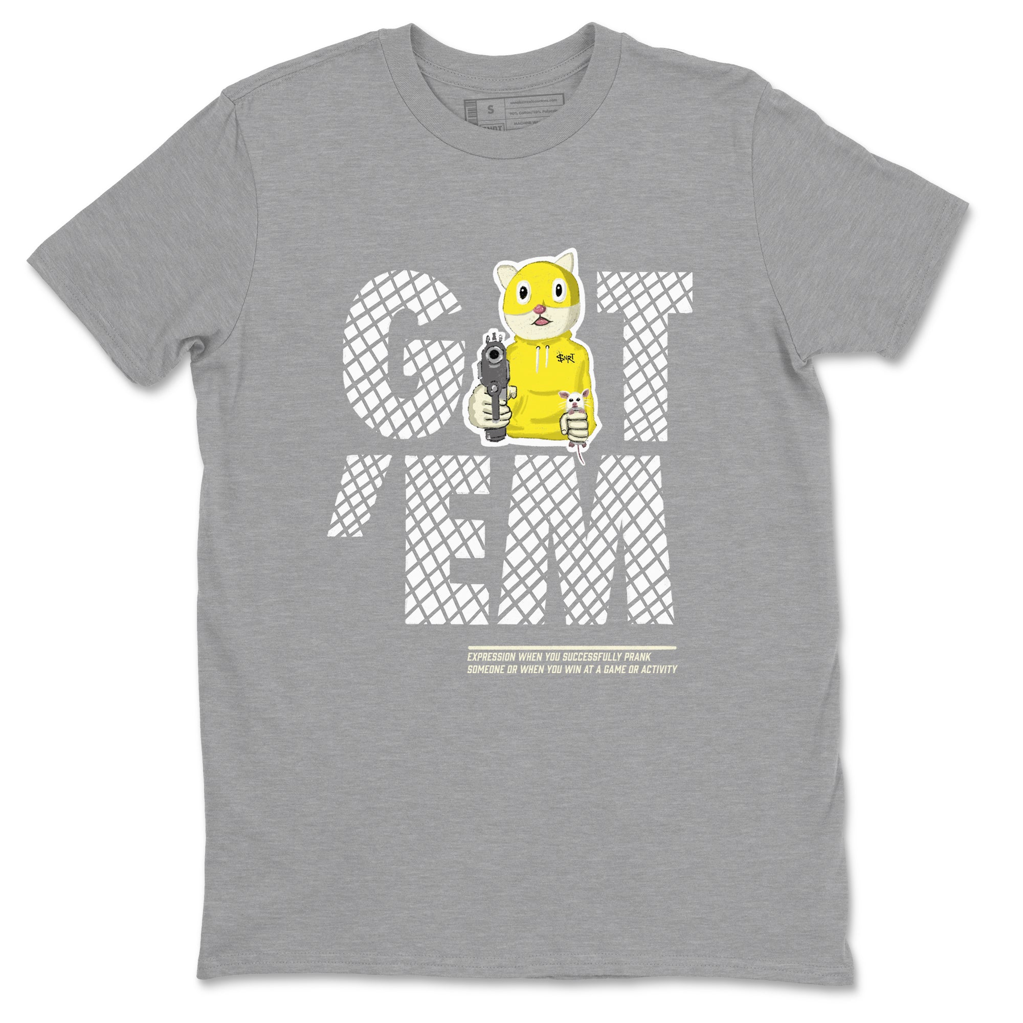 4s Vivid Sulfur shirt to match jordans Got'em Cat sneaker tees Air Jordan 4 Retro Vivid Sulfur SNRT Sneaker Release Tees unisex cotton Heather Grey 2 crew neck shirt