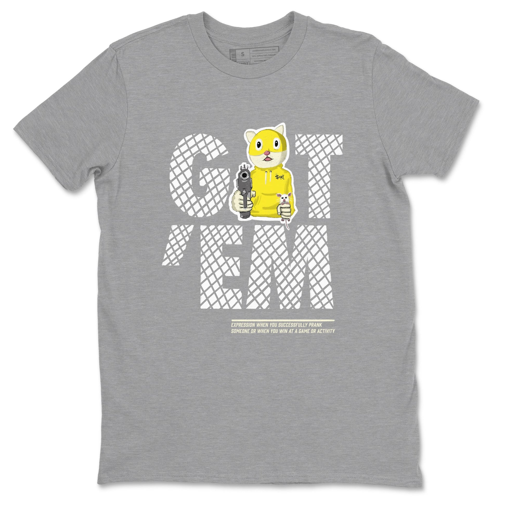 4s Vivid Sulfur shirt to match jordans Got'em Cat sneaker tees Air Jordan 4 Retro Vivid Sulfur SNRT Sneaker Release Tees unisex cotton Heather Grey 2 crew neck shirt
