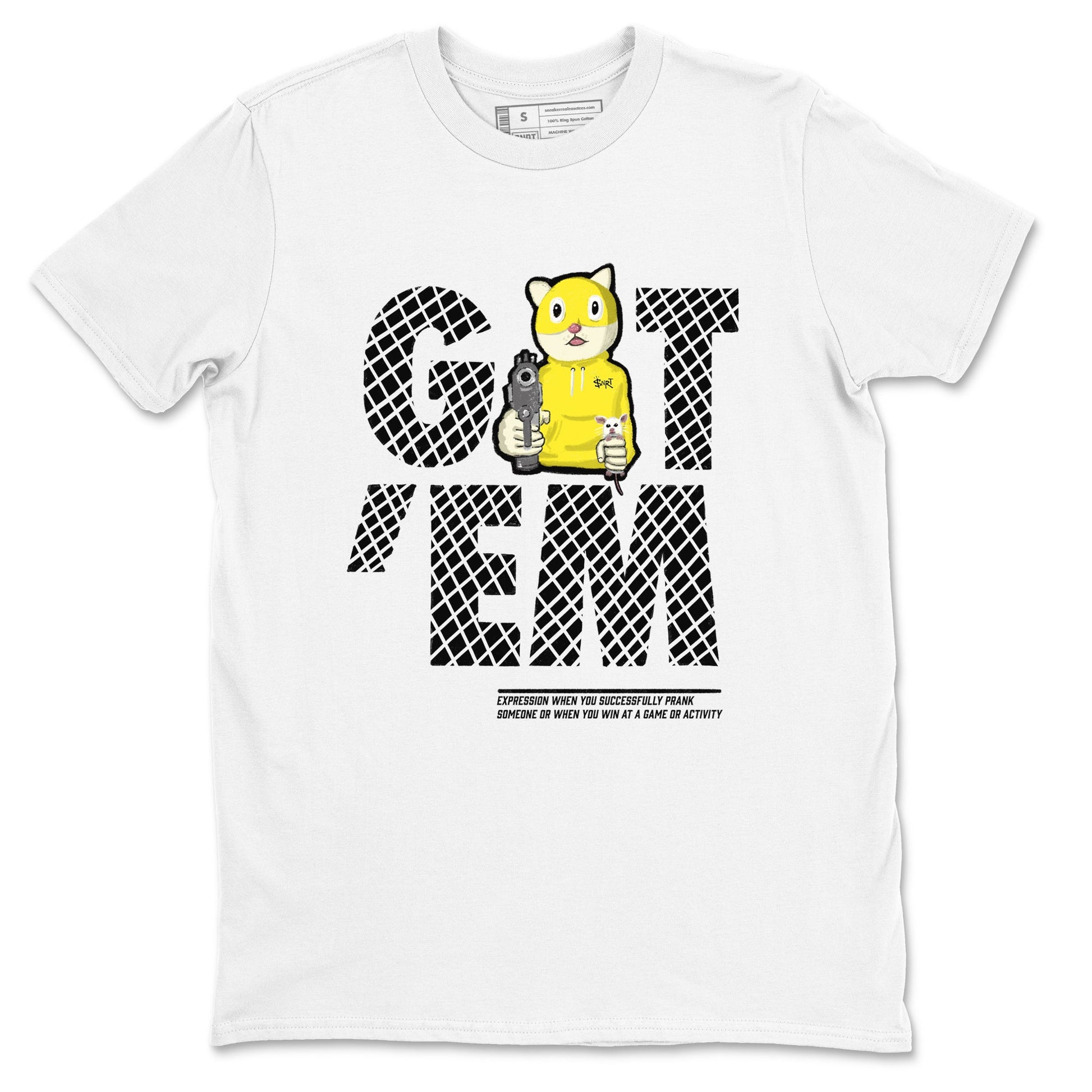 4s Vivid Sulfur shirt to match jordans Got'em Cat sneaker tees Air Jordan 4 Retro Vivid Sulfur SNRT Sneaker Release Tees unisex cotton White 2 crew neck shirt