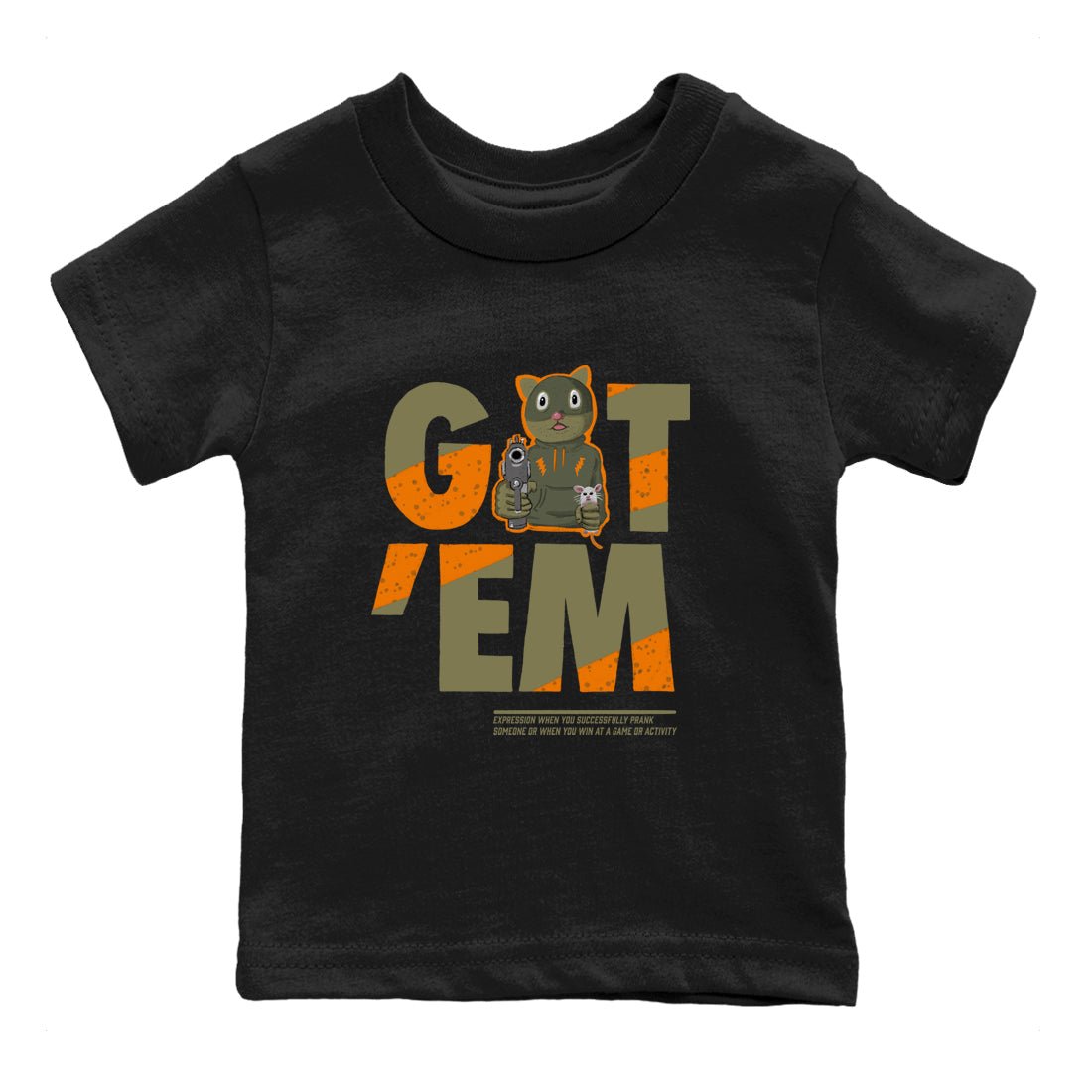 5s Olive shirt to match jordans Got'em Cat sneaker tees Air Jordan 5 Retro Olive SNRT sneaker release tees baby toddler Black 2 cotton Shirt