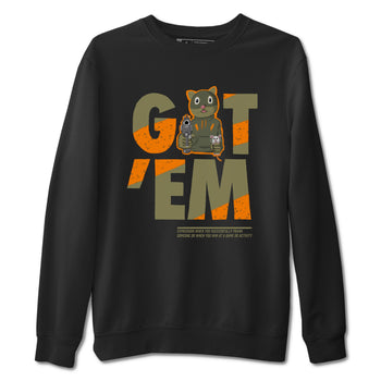 5s Olive shirt to match jordans Got'em Cat sneaker tees Air Jordan 5 Retro Olive SNRT Sneaker Release Tees unisex cotton Black 2 crew neck shirt