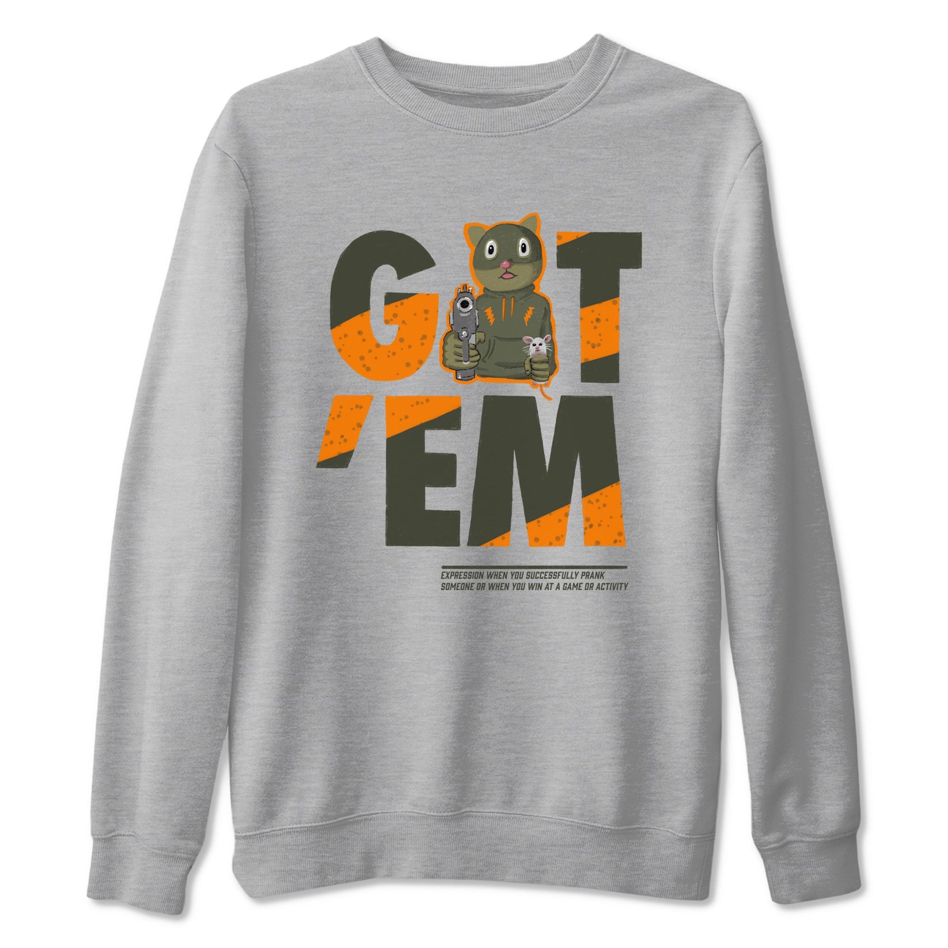 5s Olive shirt to match jordans Got'em Cat sneaker tees Air Jordan 5 Retro Olive SNRT Sneaker Release Tees unisex cotton Heather Grey 2 crew neck shirt