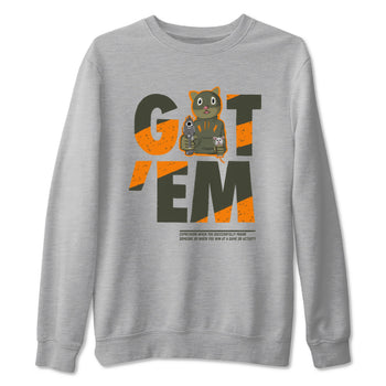 5s Olive shirt to match jordans Got'em Cat sneaker tees Air Jordan 5 Retro Olive SNRT Sneaker Release Tees unisex cotton Heather Grey 2 crew neck shirt