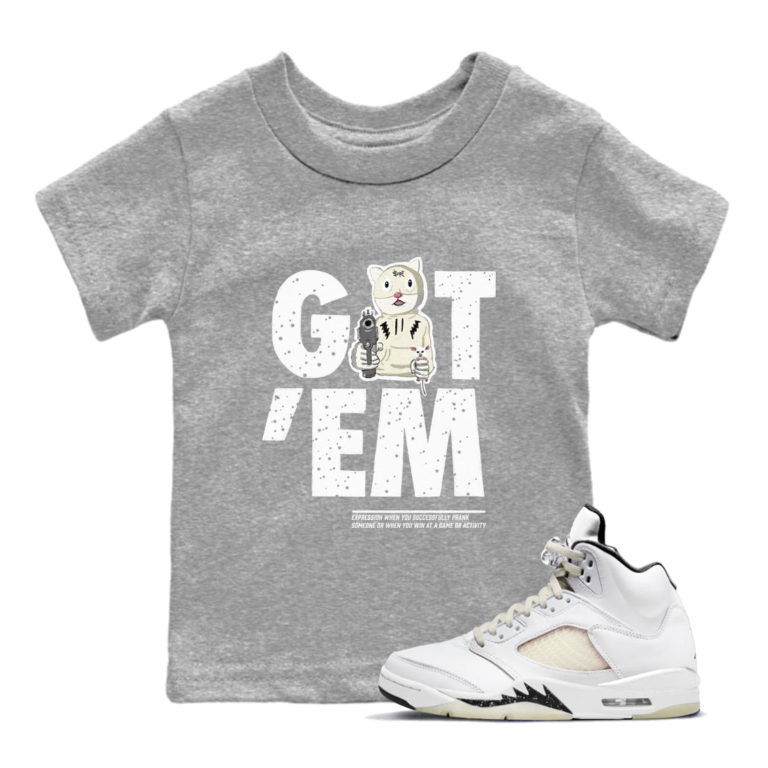 5s Sail shirt to match jordans Got'em Cat sneaker tees Air Jordan 5 SE Sail SNRT Sneaker release tees baby toddler Heather Grey 1 cotton Shirt