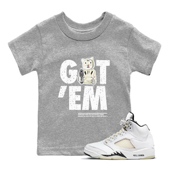5s Sail shirt to match jordans Got'em Cat sneaker tees Air Jordan 5 SE Sail SNRT Sneaker release tees baby toddler Heather Grey 1 cotton Shirt