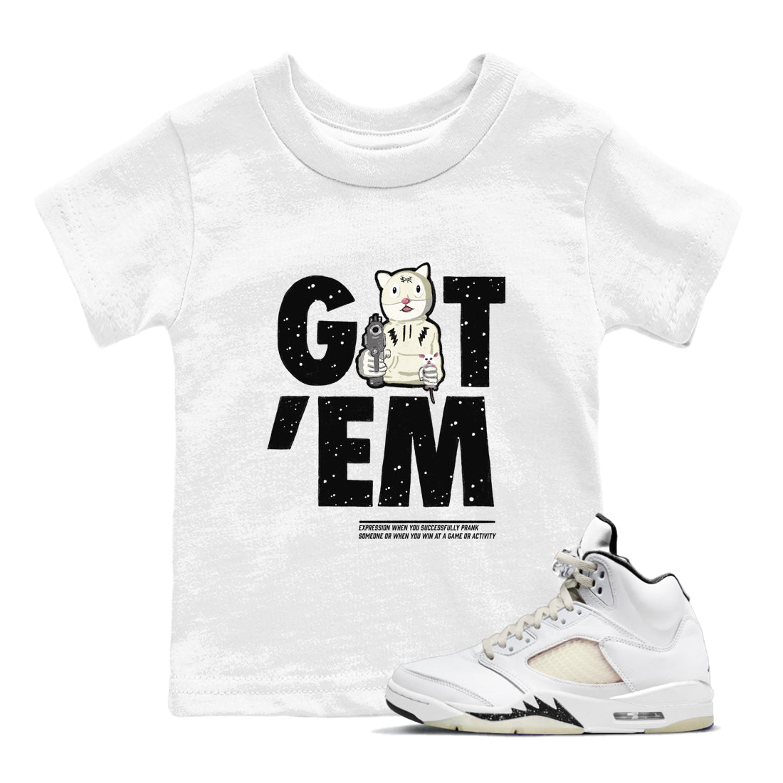 5s Sail shirt to match jordans Got'em Cat sneaker tees Air Jordan 5 SE Sail SNRT Sneaker release tees baby toddler White 1 cotton Shirt