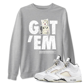5s Sail shirt to match jordans Got'em Cat sneaker tees Air Jordan 5 SE Sail SNRT Sneaker Release Tees unisex cotton Heather Grey 1 crew neck shirt