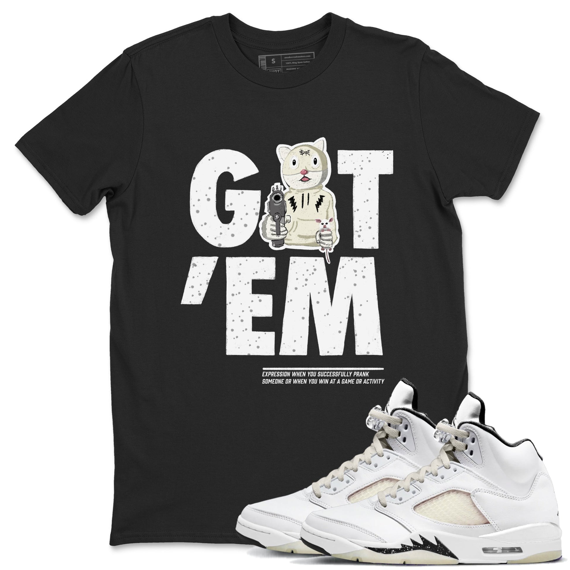 5s Sail shirt to match jordans Got'em Cat sneaker tees Air Jordan 5 SE Sail SNRT Sneaker Release Tees unisex cotton Black 1 crew neck shirt
