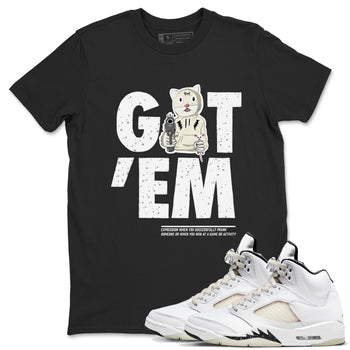 5s Sail shirt to match jordans Got'em Cat sneaker tees Air Jordan 5 SE Sail SNRT Sneaker Release Tees unisex cotton Black 1 crew neck shirt