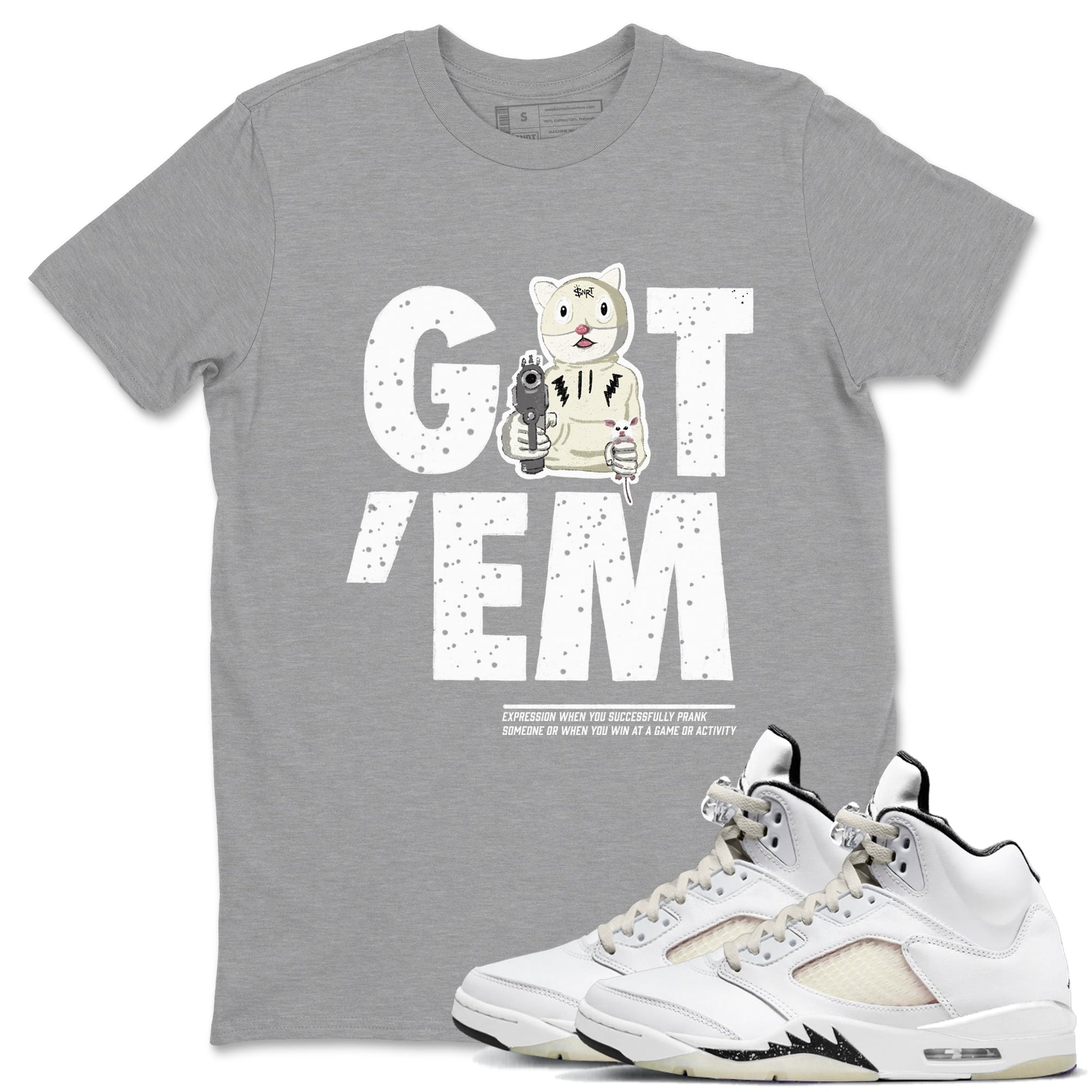 5s Sail shirt to match jordans Got'em Cat sneaker tees Air Jordan 5 SE Sail SNRT Sneaker Release Tees unisex cotton Heather Grey 1 crew neck shirt