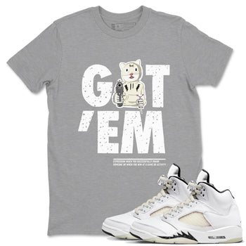 5s Sail shirt to match jordans Got'em Cat sneaker tees Air Jordan 5 SE Sail SNRT Sneaker Release Tees unisex cotton Heather Grey 1 crew neck shirt