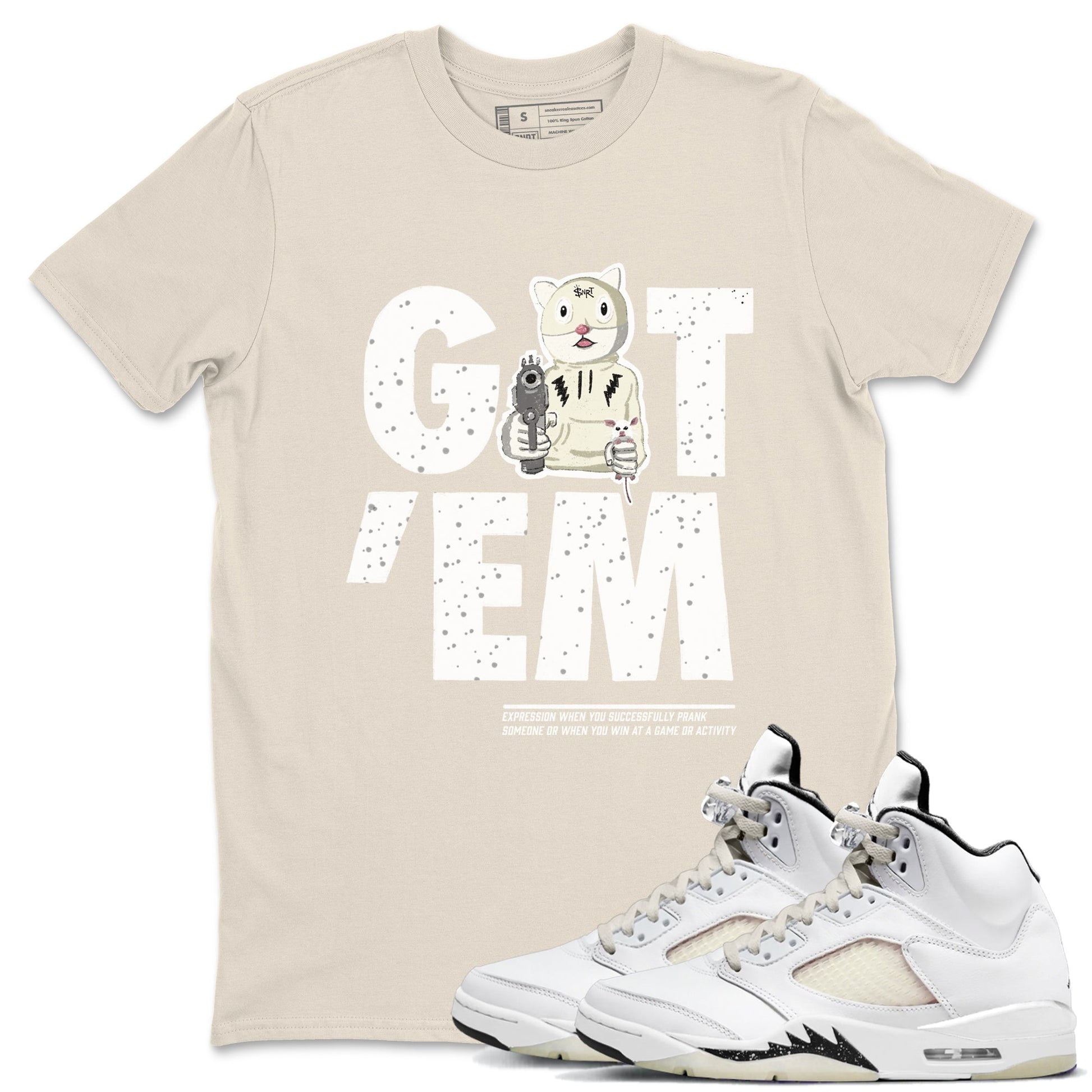 5s Sail shirt to match jordans Got'em Cat sneaker tees Air Jordan 5 SE Sail SNRT Sneaker Release Tees unisex cotton Natural 1 crew neck shirt