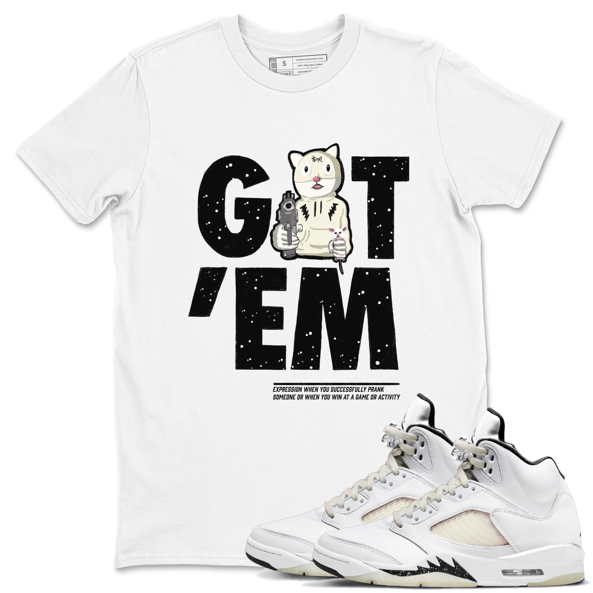 5s Sail shirt to match jordans Got'em Cat sneaker tees Air Jordan 5 SE Sail SNRT Sneaker Release Tees unisex cotton White 1 crew neck shirt