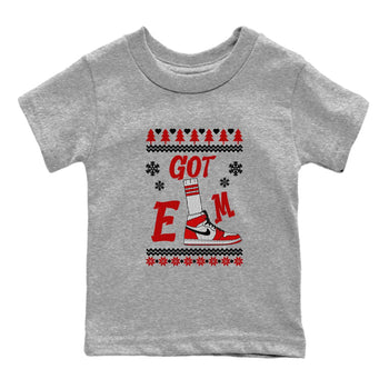 Air Jordan 1 Chicago shirt to match jordans Gotem Sweater sneaker tees Christmas dress Ugly Sweater AJ1 Chicago SNRT sneaker release tees baby toddler Heather Grey 2 cotton Shirt