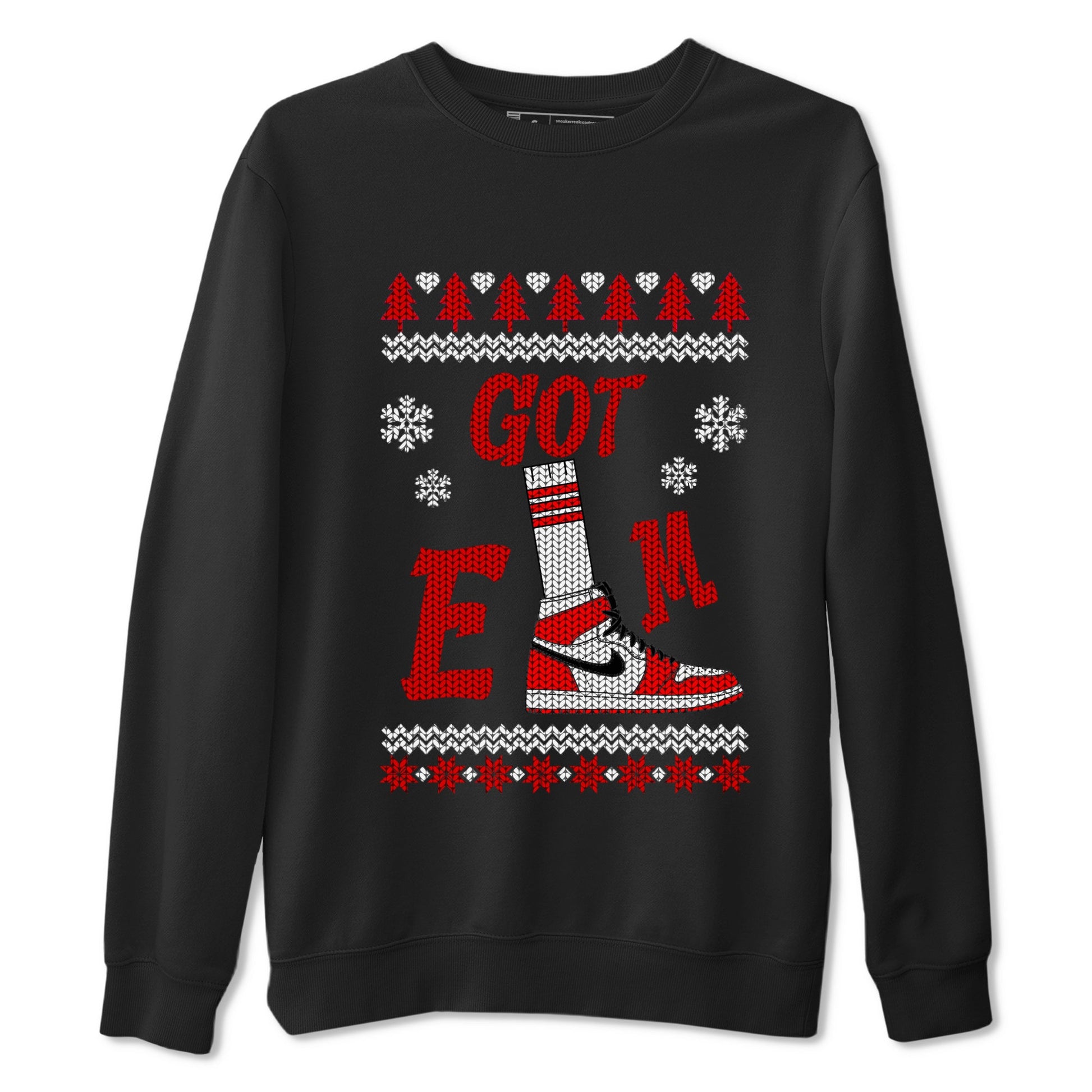 Air Jordan 1 Chicago shirt to match jordans Gotem Sweater sneaker tees Christmas dress Ugly Sweater AJ1 Chicago SNRT Sneaker Release Tees unisex cotton Black 2 crew neck shirt