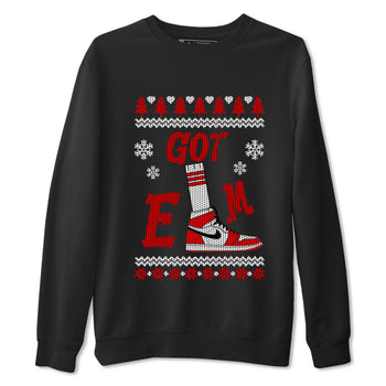 Air Jordan 1 Chicago shirt to match jordans Gotem Sweater sneaker tees Christmas dress Ugly Sweater AJ1 Chicago SNRT Sneaker Release Tees unisex cotton Black 2 crew neck shirt