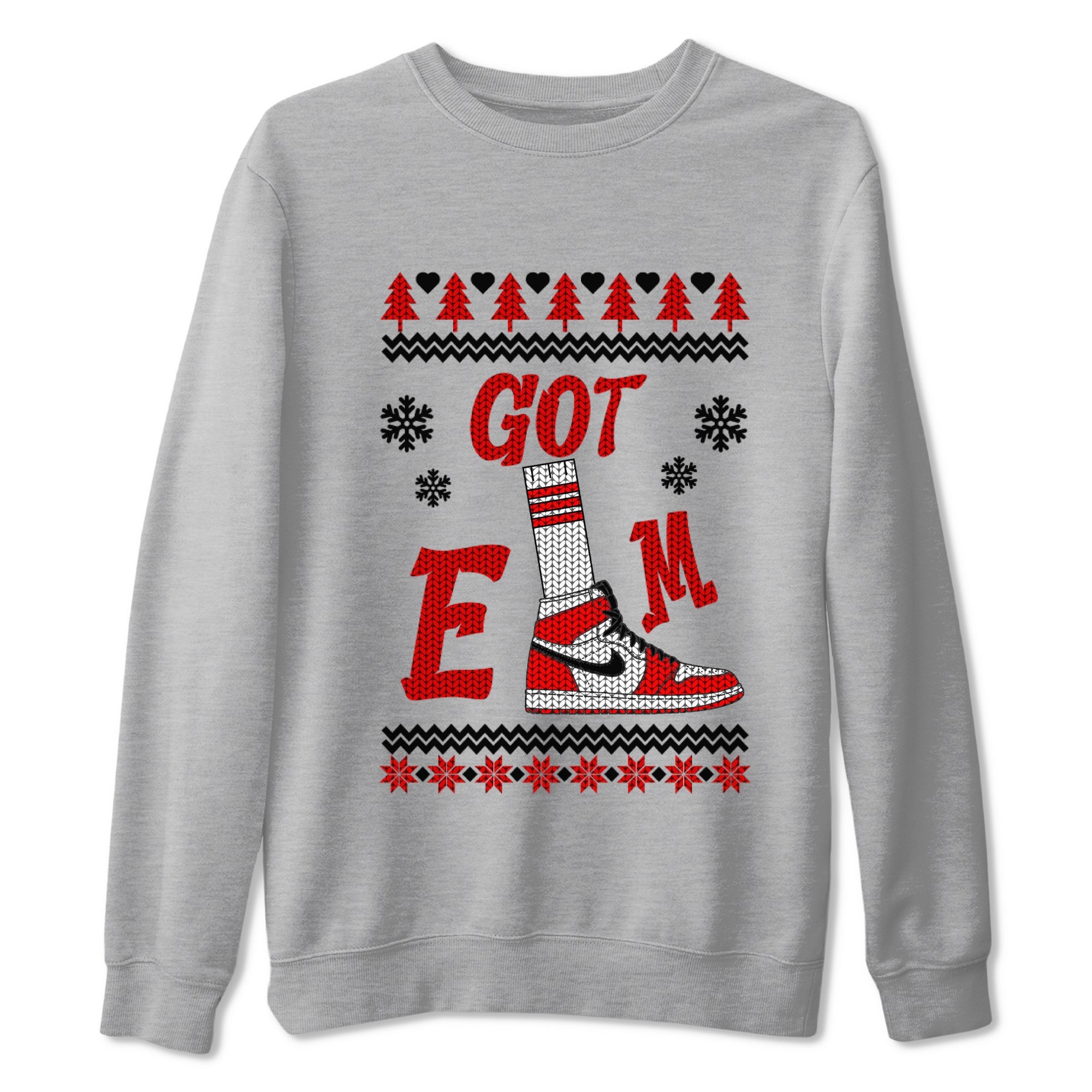Air Jordan 1 Chicago shirt to match jordans Gotem Sweater sneaker tees Christmas dress Ugly Sweater AJ1 Chicago SNRT Sneaker Release Tees unisex cotton Heather Grey 2 crew neck shirt