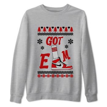 Air Jordan 1 Chicago shirt to match jordans Gotem Sweater sneaker tees Christmas dress Ugly Sweater AJ1 Chicago SNRT Sneaker Release Tees unisex cotton Heather Grey 2 crew neck shirt